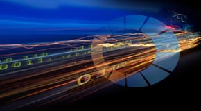 Test data flying through a light stream to the appropriate users