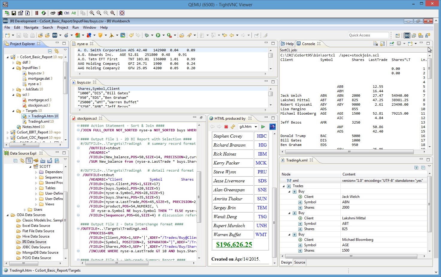 A view of the Embedded BI GUI