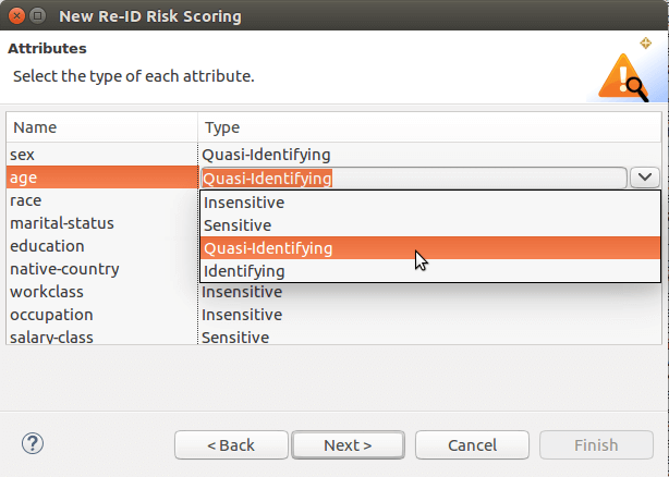 data attributes in the risk scoring wizard