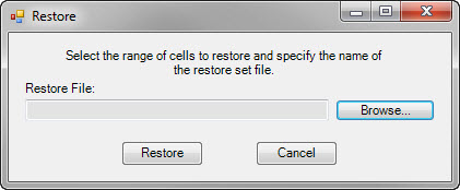 Restore dialog box