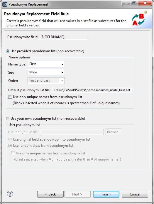 Pseudonym Replacement Field Rule