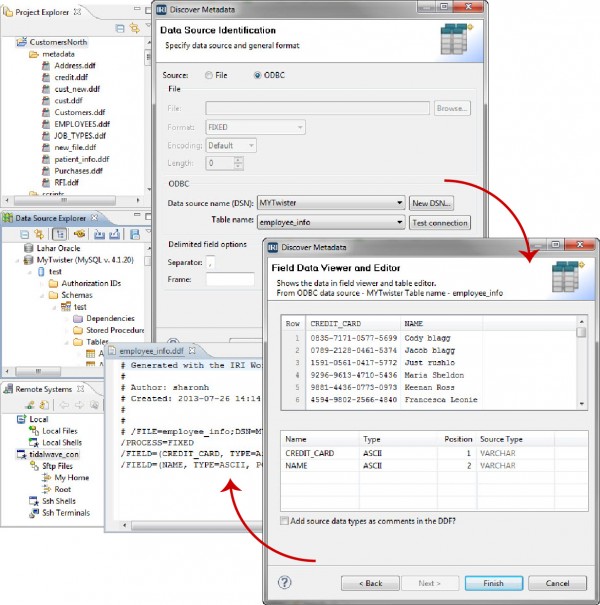 Screen Shots from Metadata Discovery Wizard