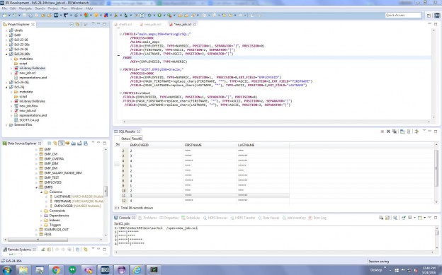 The code and the output produced in IRI Workbench