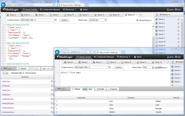 Loading & displaying data in MarkLogic Query Console