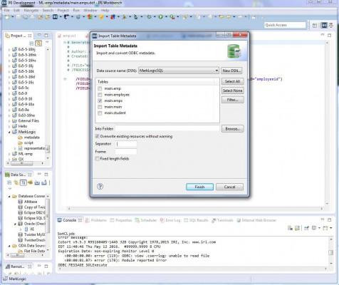 Import Table metadata