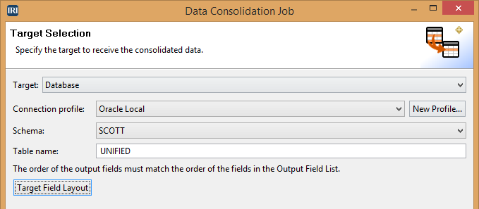 Data Consolidation Job-Target Field Layout
