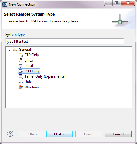 Select Remote System Type