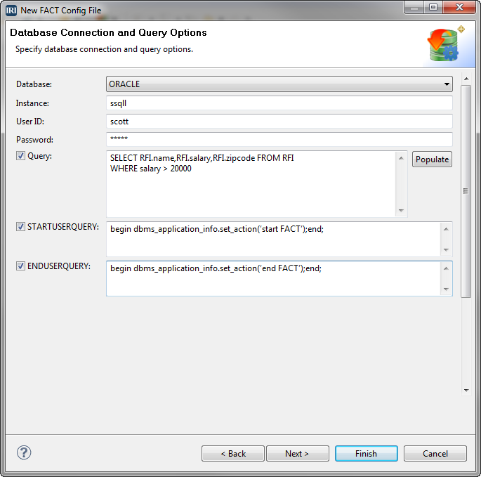 FACT connection & query options