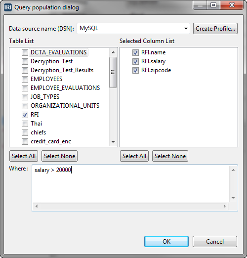 FACT Query Populate GUI
