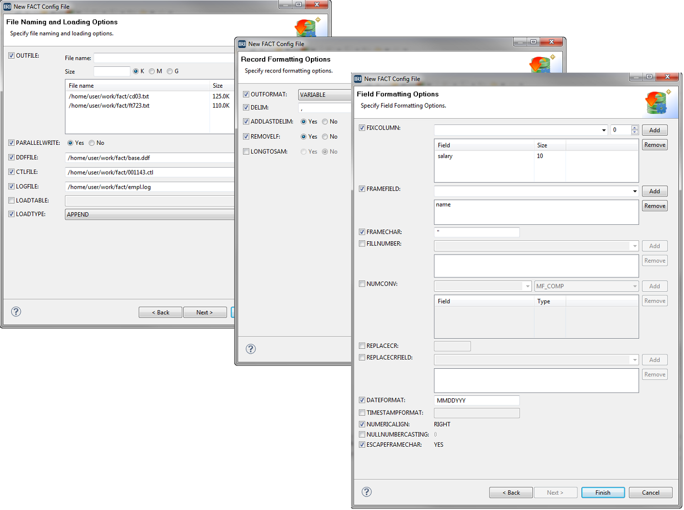FACT Formatting Options