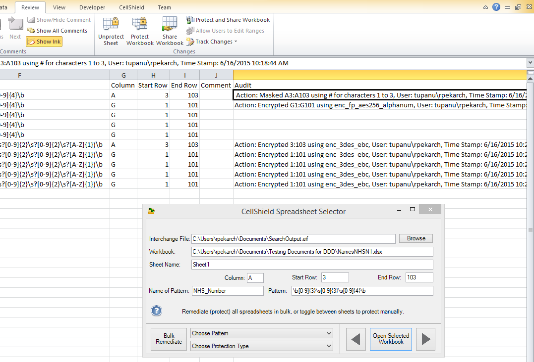 Excel spreadsheet audit