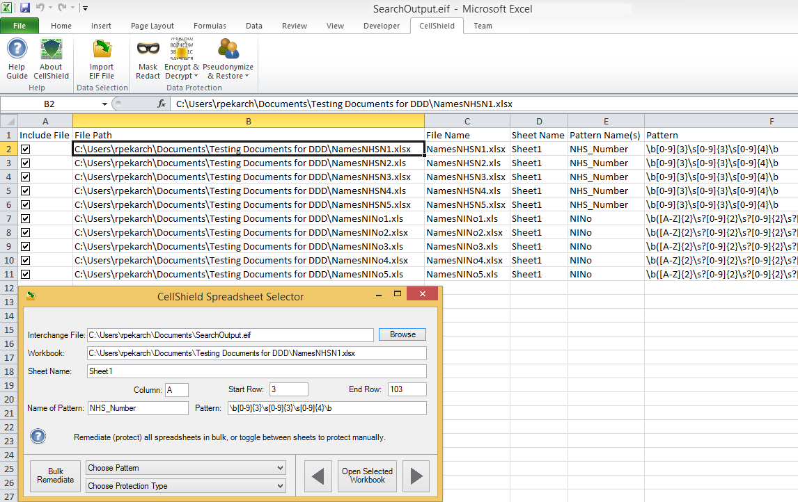 Excel spreadsheet selector