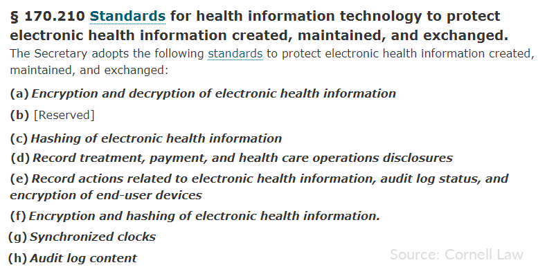 hipaa regulation 45 cfr 170.210