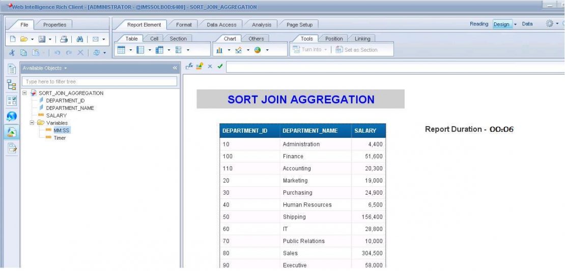 Sort join aggregation in BOBJ