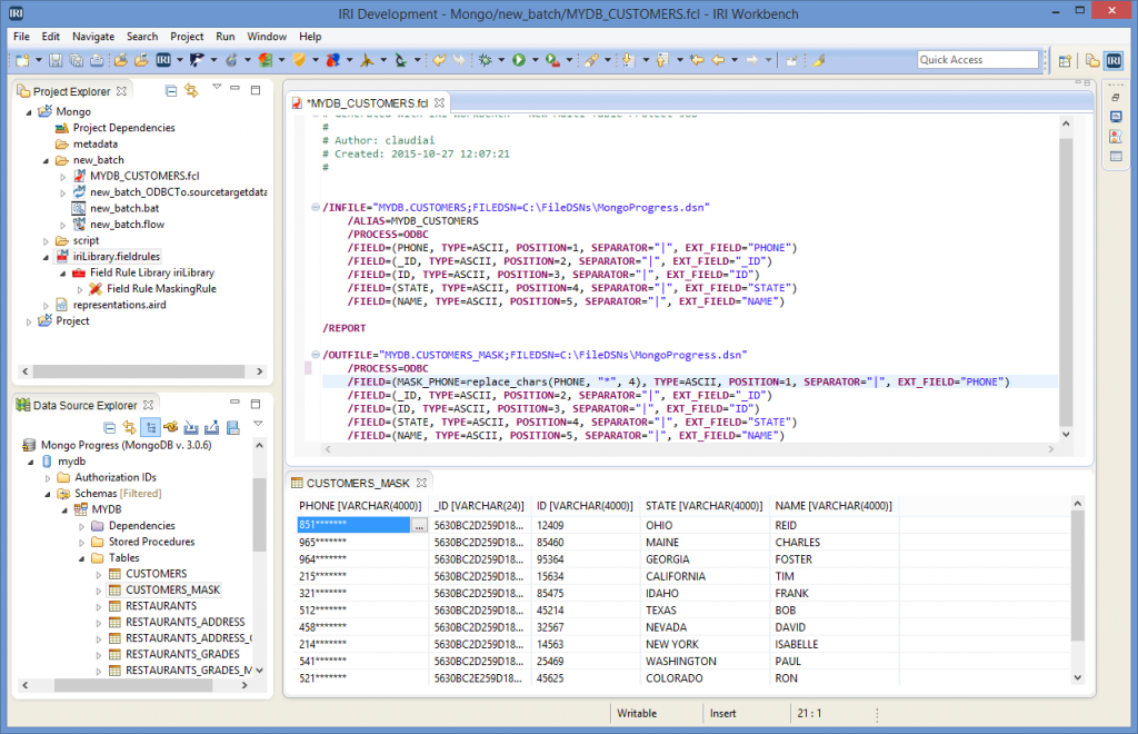 Direct Data Masking for MongoDB (2nd Method) - IRI