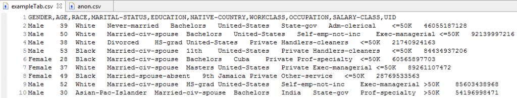 Example CSV file