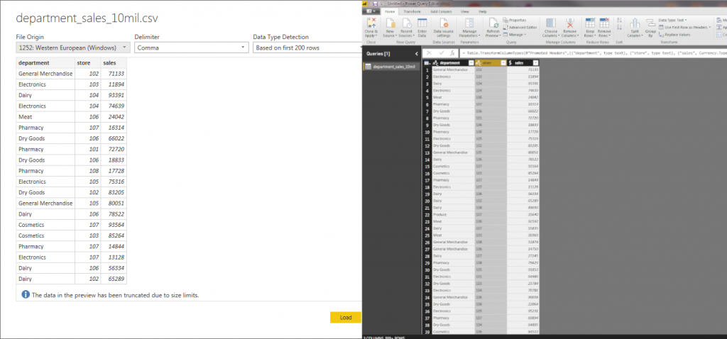 Power BI CSV lists