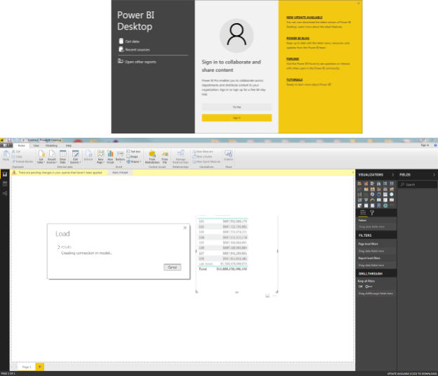 Power BI loading interface