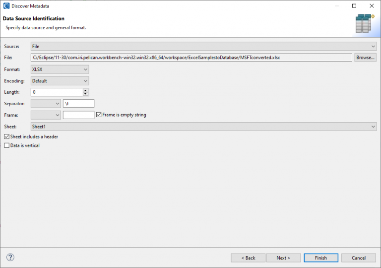 Discovering Spreadsheet Metadata in IRI Workbench - IRI