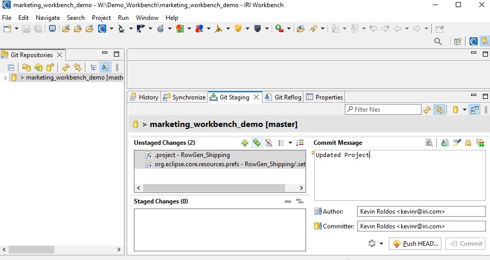 Sharing IRI Data Management Jobs via Git - IRI