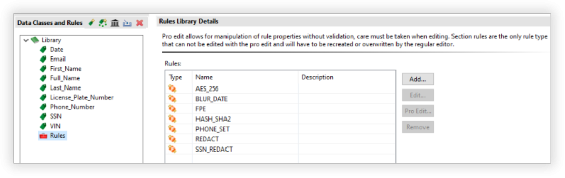 Data Class & Rule Library in IRI Workbench - IRI