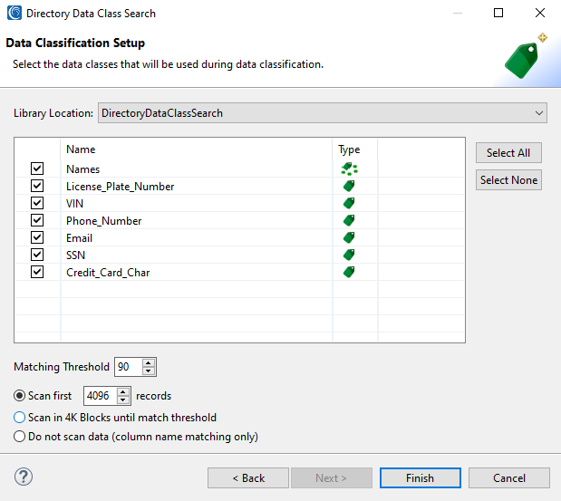 Directory Data Class Search Wizard - IRI