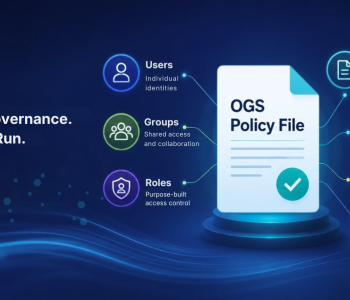 IRI OGS Policy File featured image showing centralized runtime governance, access control, audit logging, script validation, and compliance management.