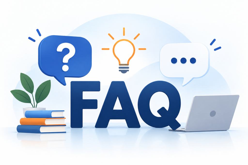 FAQ illustration for enterprise AI data readiness with question and answer symbols.